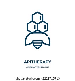 Apitherapy icon. Linear vector illustration from alternative medicine collection. Outline apitherapy icon vector. Thin line symbol for use on web and mobile apps, logo, print media.