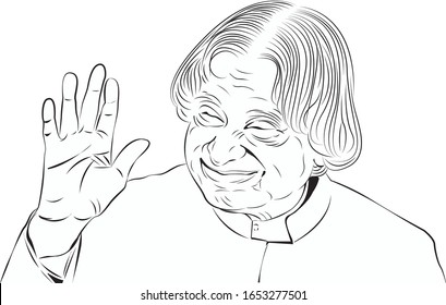 A.P.J Abdul Kalam. The Former President Of India And A World-renowned Space Scientist,vector Image Of Abdul Kalam.