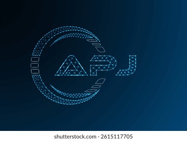 APJ low poly letter logo vector design. APJ lower poly logo design. 