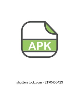 APK File Extension, Rounded Square Icon with Text - Format Extension Icon Vector Illustration.
