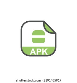 APK File Extension, Rounded Square Icon with Symbol - Format Extension Icon Vector Illustration.