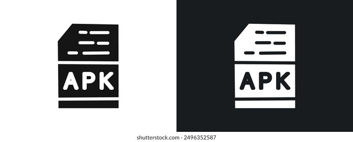 APK File Format Icon linear graphics set vector in black