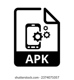 Icono de archivo APK. Formato de archivo vector. Diseño plano moderno de extensión de archivo APK