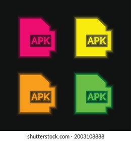 Apk four color glowing neon vector icon
