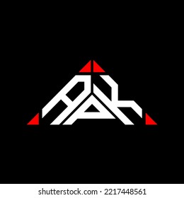 APK letter logo creative design with vector graphic, APK simple and modern logo in triangle shape.