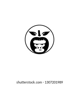 the aple fruit is angry at the monkey