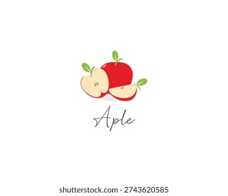 Aple fruits, flat design vector illustration.
