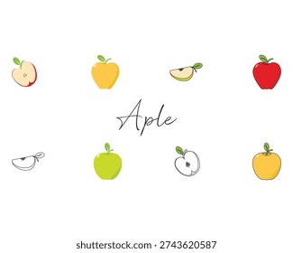 Aple fruits, flat design vector illustration.