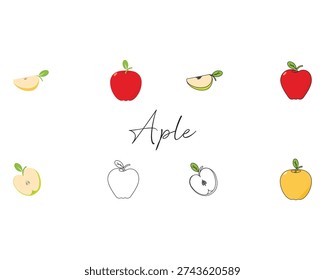Aple fruits, flat design vector illustration.