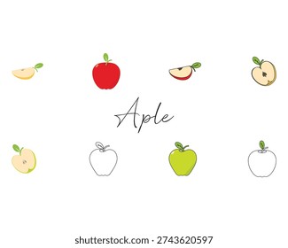 Aple fruits, flat design vector illustration.