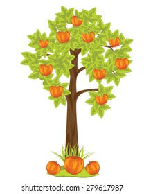 The Aple tree with harvest red apple.Vector illustration