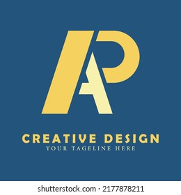 Design des APLetter-Logos. Kreatives Design Buchstaben in Blau und Orange. Logo für kreative Designvorlagen