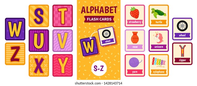 Aplhabet flash cards. Educational  game for children. 