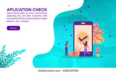 Aplication check illustration concept with character. Template for, banner, presentation, social media, poster, advertising, promotion