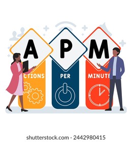 APM - Actions Per Minute acronym. business concept background. vector illustration concept with keywords and icons. lettering illustration with icon	