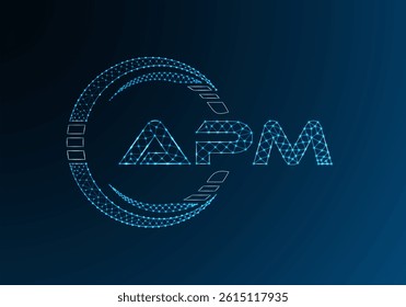 APM low poly letter logo vector design. APM lower poly logo design. 