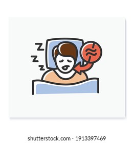 Apnea Color Icon. Sleep Disorder. Healthy Sleeping Concept. Sleep Problems Treatment. Breathing Trouble During Sleep. Health Care. Isolated Vector Illustration