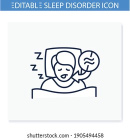 Apnea Line Icon. Sleep Disorder. Healthy Sleeping Concept. Sleep Problems Treatment. Breathing Trouble During Sleep. Health Care. Isolated Vector Illustration. Editable Stroke 