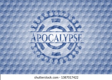 Apocalypse blue emblem with geometric pattern. Vector Illustration. Detailed.