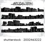 Apocalypse destroyed vector buildings illustration