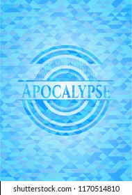 Apocalypse realistic sky blue emblem. Mosaic background