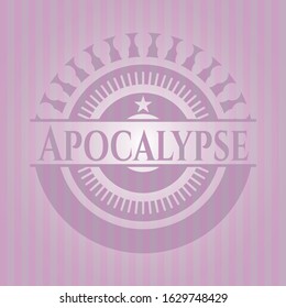 Apocalypse retro pink emblem. Vector Illustration. Detailed.