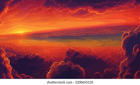 apocalyptic sunset, red, yellow clouds