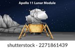 Apollo 11 Lunar Module on Moon Surface illustration