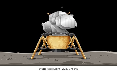 Apollo 11 Lunar Module on Moon Surface illustration