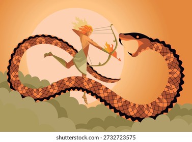 apollo aiming his bow at the serpent python in delphi