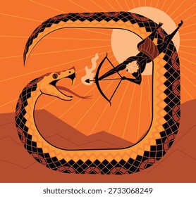 apollo aiming his bow at the serpent python in delphi
