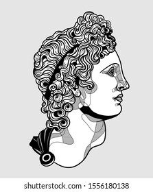 The Apollo Belvedere Sculpture. Vector Illustration Hand Drawn. 