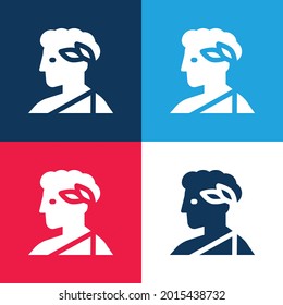 Apolo azul y rojo cuatro colores mínimo conjunto de iconos