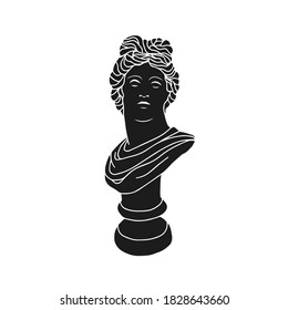 Apollo bust isolated on white background. Modern vector illustration. Statue of Apollo's head for concept design.