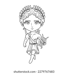 Apollo chibi mascot line art