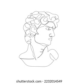 Apollo continuous line drawing ancient greek aesthetic statue vector