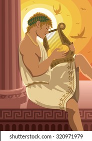 Apollo: God of the sun Apollo playing his lyre. No transparency used.