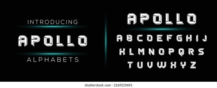 APOLLO minimal elegant font creative modern alphabet. Tech letter set with luxury style. minimalist style fonts set.