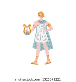 Apollo Olympian Greek God, Ancient Greece Mythology Hero Vector Illustration