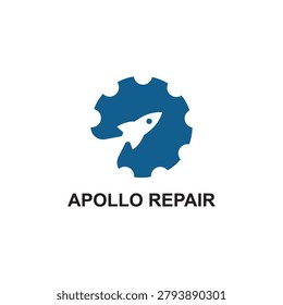 Apollo rocket repair with gear symbol