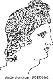 Apollo sculpture. Classical Sculpture. Vector hand-drawn illustration.