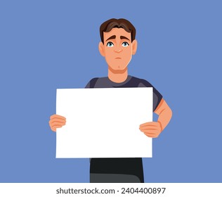 
Apologetic Man Holding an Empty Placard with Copy Space Vector
Unhappy guy feeling sorry and remorseful after a mistake 

