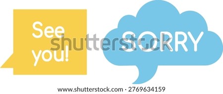 Apologetic message with a cloud-shaped speech bubble and a yellow note