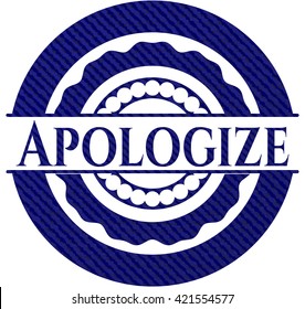 Apologize badge with denim background