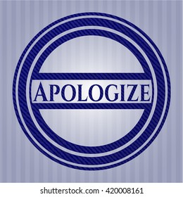 Apologize badge with jean texture