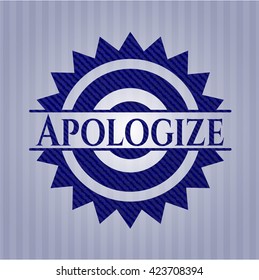 Apologize badge with jean texture