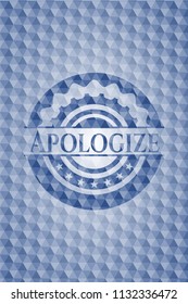 Apologize blue hexagon emblem.