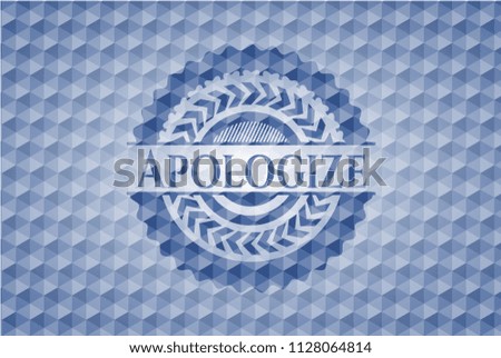 Apologize blue hexagon emblem.