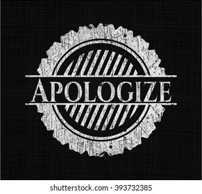 Apologize chalkboard emblem on black board