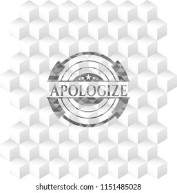 Apologize grey emblem. Vintage with geometric cube white background